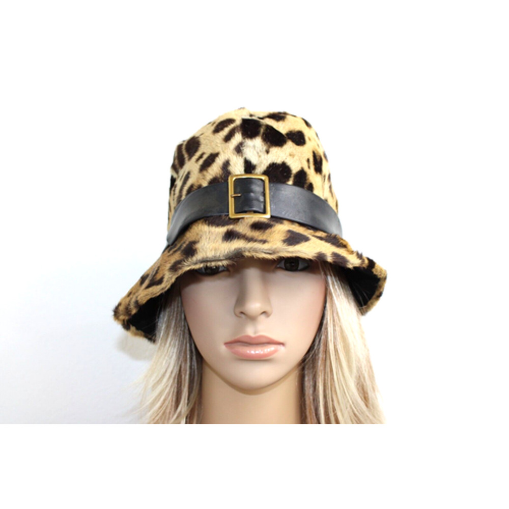 Vintage 50s 60s MOD Leopard Print Fur Hat Women's Bucket Best & Co Leopard